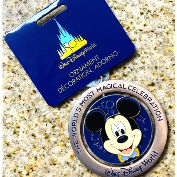 NWT Walt Disney World 50th Anniversary Mickey Mouse 4 Parks Spinner Ornament - Picture 3 of 5